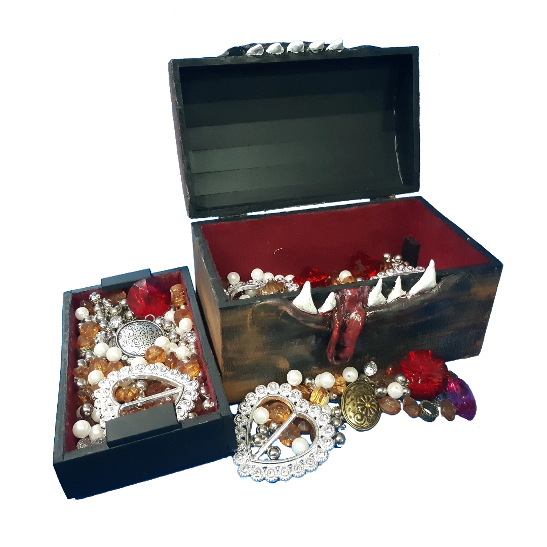 Mimic Handcrafted Painted Box Brown Jewels Open stage 1 Mimic Handcrafted Painted Box Brown Jewels Open stage 1