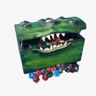 My Mimic Handcrafted Woodwork Unique Container Boxes Painted green with Gaming Dice